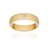 Alliance or 375 jaune sablé demi-jonc confort 5,5mm diamant brillant - vue V1