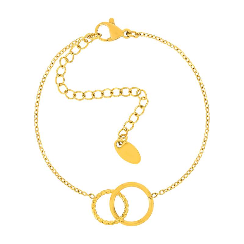 Bracelet acier jaune motif disque 21 cm - vue 1