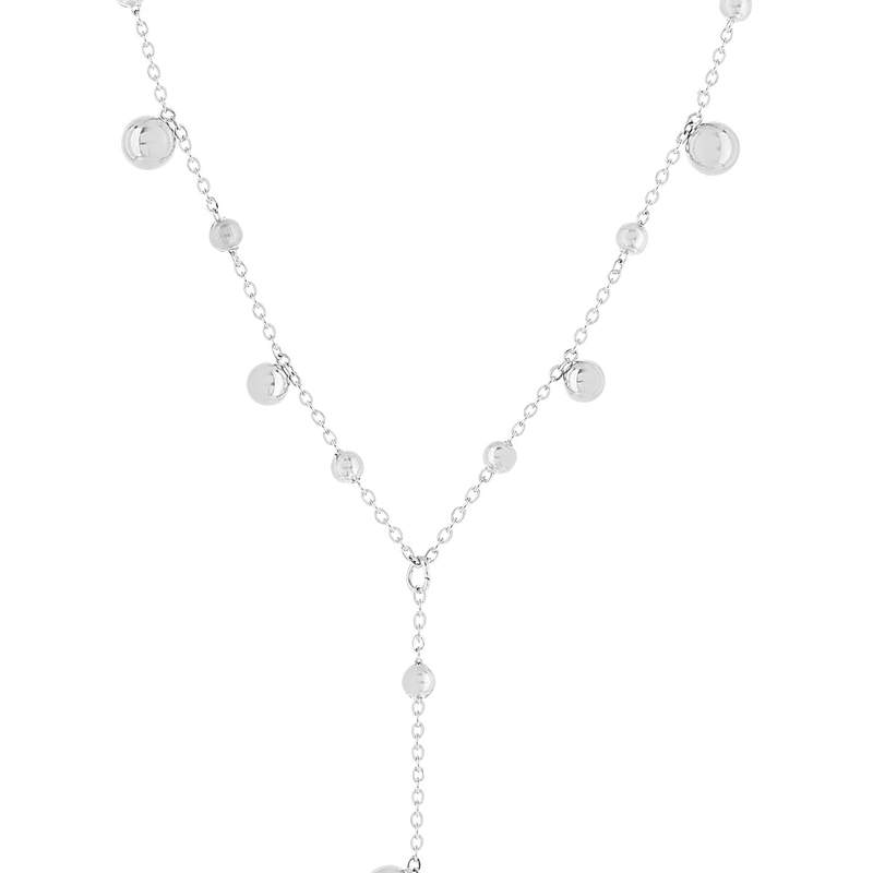 Steel necklace with ball design, adjustable length 40 to 45 cm - view 2