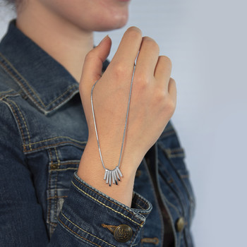 Collier acier motif bâtonnet longueur réglable 40.5 à 46 cm