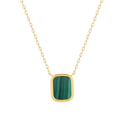Collier or 750 jaune malachite rectangulaire 45 cm