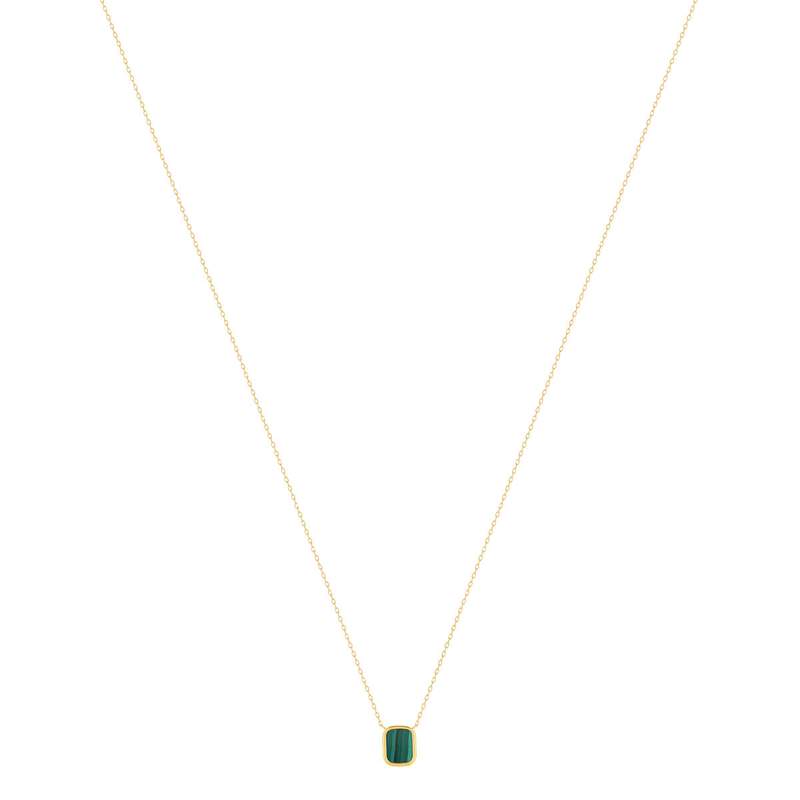 Collier or 750 jaune malachite rectangulaire 45 cm - vue 2