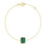 Bracelet or 750 jaune, malachite rectangulaire 18.5 cm - vue 1