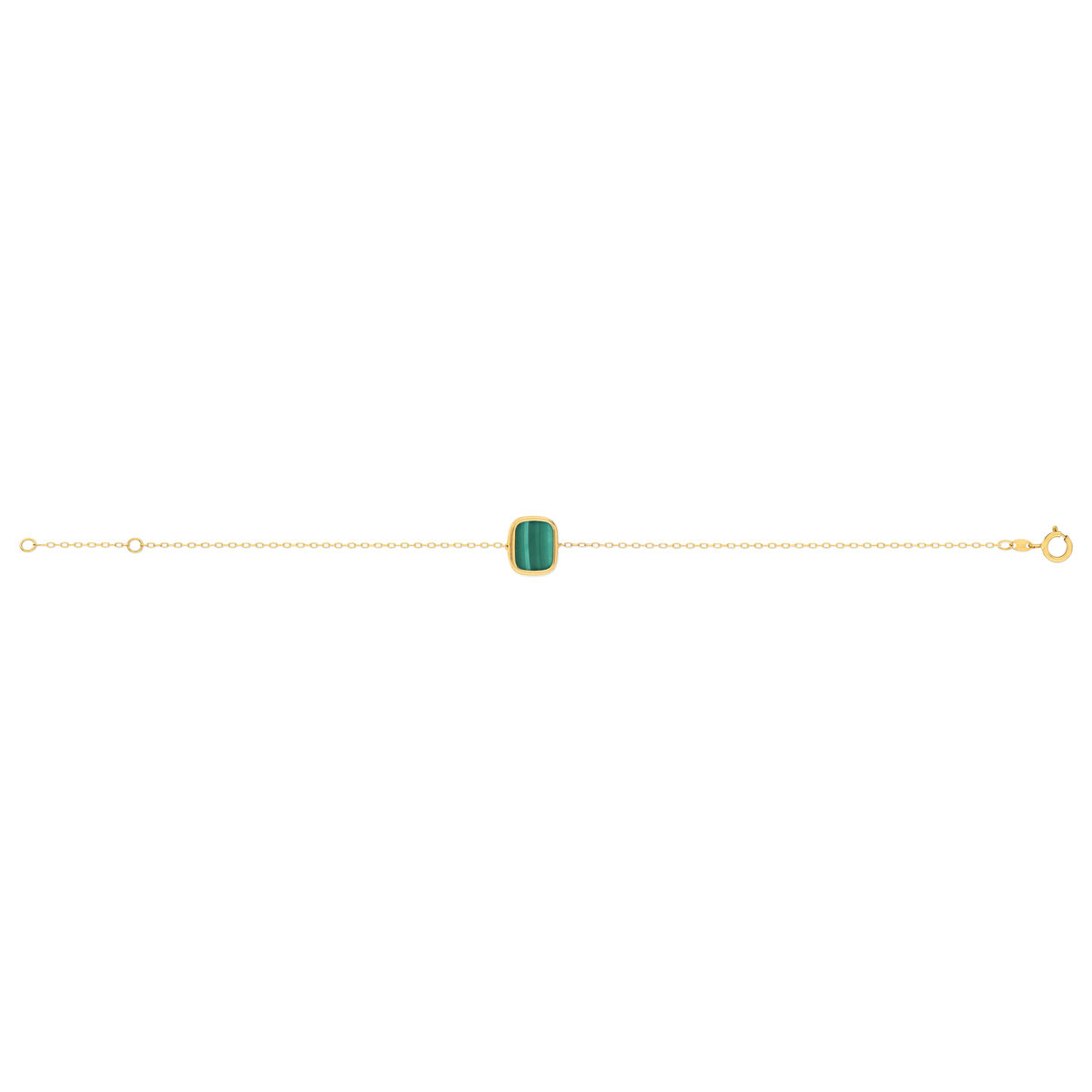 Armband goud 750 geel, rechthoekige malachiet 18.5 cm - zicht 2