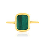Bague or 750 jaune malachite rectangulaire - vue 3