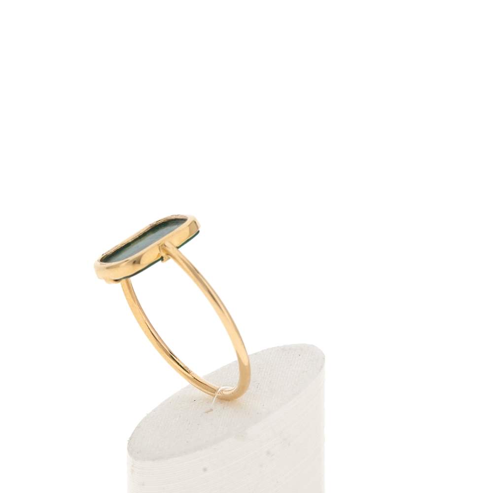 Bague or 750 jaune malachite rectangulaire - vue 5