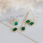 Bague or 750 jaune malachite rectangulaire - vue D2