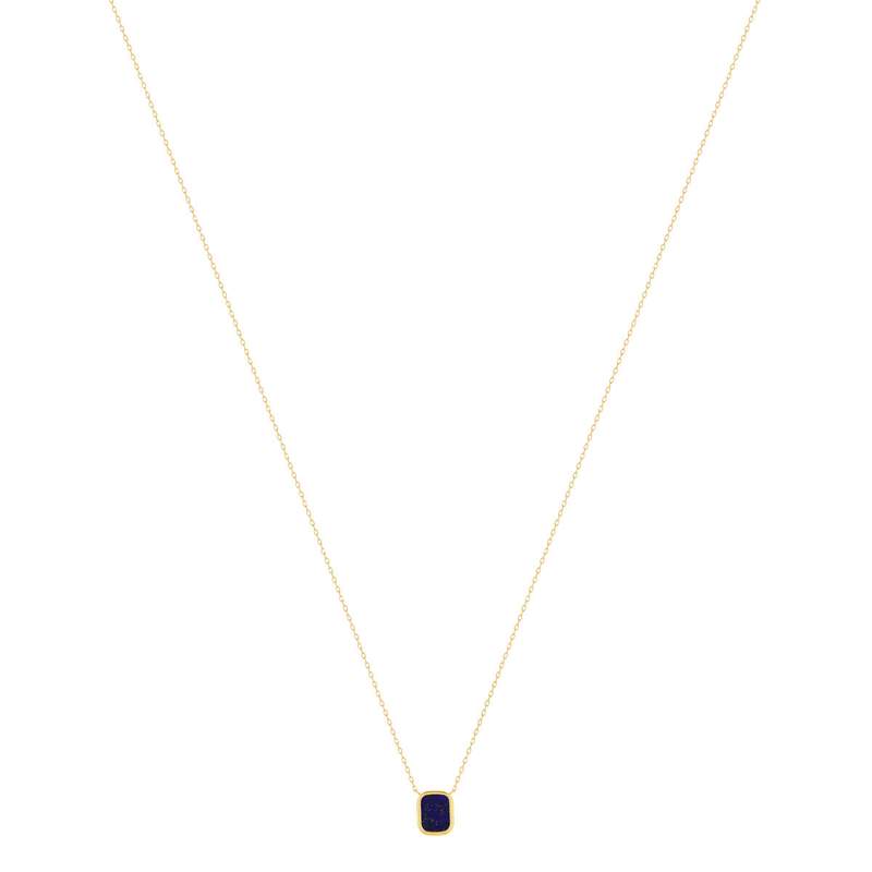 Collier or 750 jaune lapis lazuli rectangulaire 45 cm - vue 2
