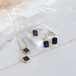 Collier or 750 jaune lapis lazuli rectangulaire 45 cm - vue D2