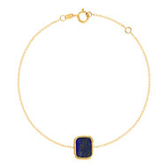 Bracelet or 750 jaune lapis lazuli rectangulaire 18.5 cm.