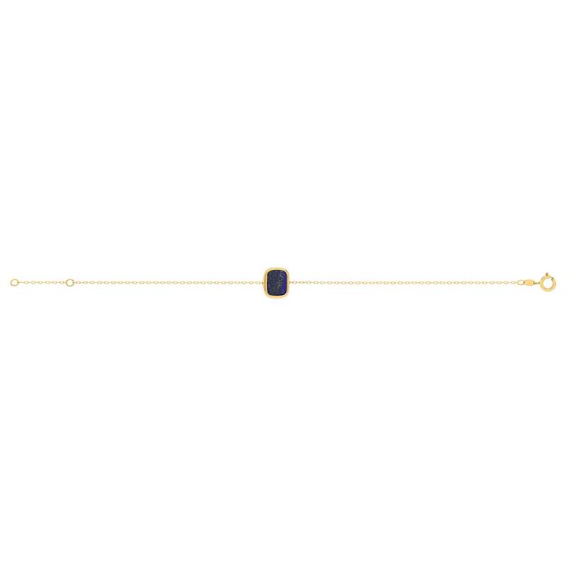 Bracelet or 750 jaune lapis lazuli rectangulaire 18.5 cm. - vue 2