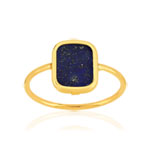 Bague or 750 jaune lapis lazuli rectangulaire. - vue 1