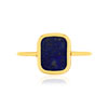 Bague or 750 jaune lapis lazuli rectangulaire. - vue V3