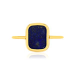 Bague or 750 jaune lapis lazuli rectangulaire. - vue 3
