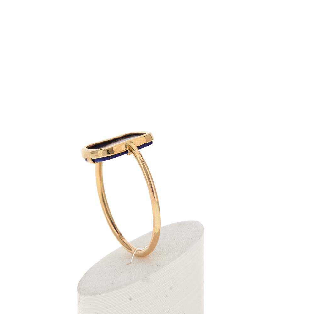 Bague or 750 jaune lapis lazuli rectangulaire. - vue 5