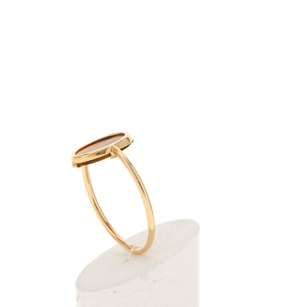 Bague or 750 jaune oeil de tigre ovale - vue 5