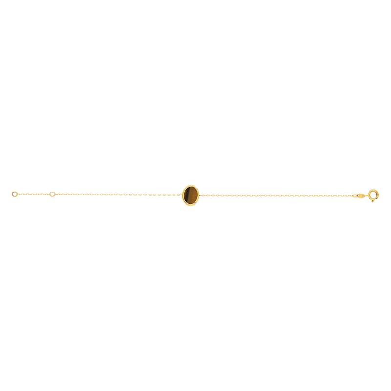 Bracelet or 750 jaune oeil de tigre ovale 18.5 cm - vue 2