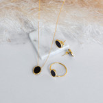 Gouden collier 750 gele onyx ovaal 45 cm - bekijk D2