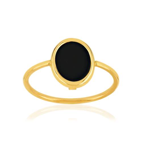 Bague or 750 jaune onyx ovale
