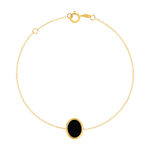 Bracelet or 750 jaune onyx ovale 18.5 cm - vue 1