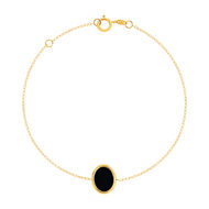 Bracelet or 750 jaune onyx ovale 18.5 cm