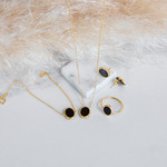 Bracelet or 750 jaune onyx ovale 18.5 cm - vue D2