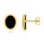 Boucles d'oreilles or 750 jaune onyx ovale - vue 1