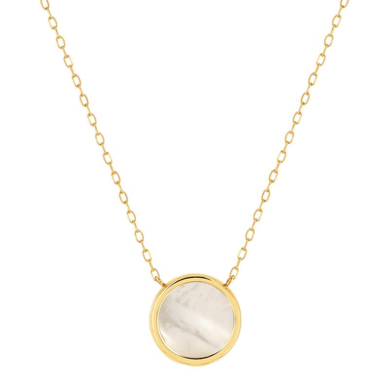 Collier or 750 jaune nacre blanche ronde 45 cm - vue 1