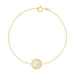 Bracelet or 750 jaune nacre blanche ronde 18.5 cm - vue 1