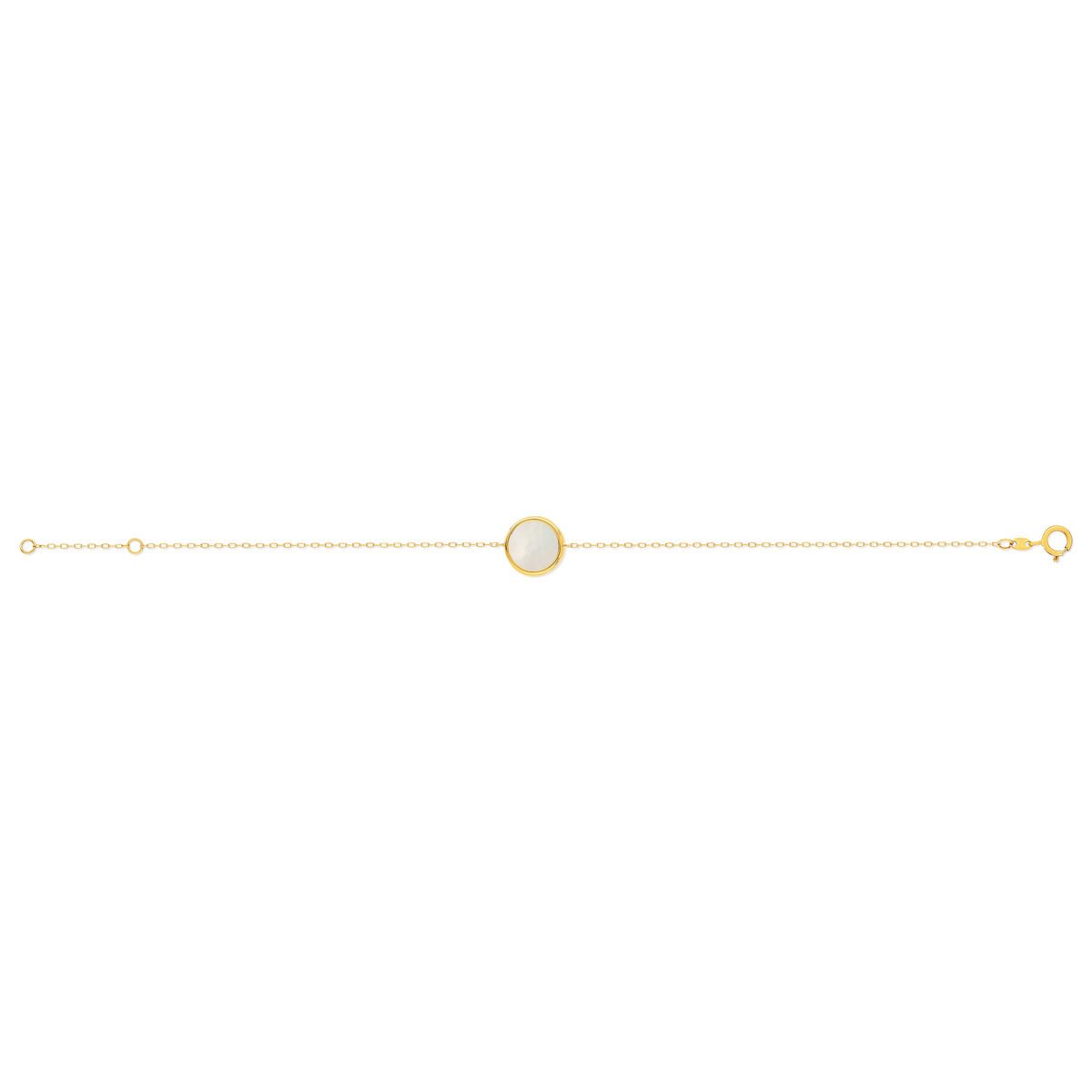 Bracelet or 750 jaune nacre blanche ronde 18.5 cm - vue 2