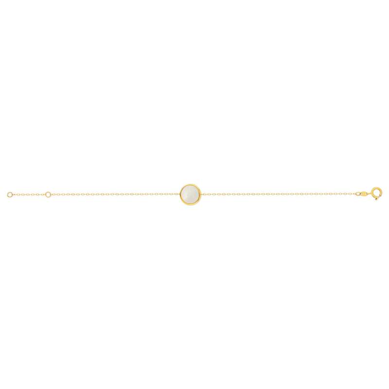 Bracelet or 750 jaune nacre blanche ronde 18.5 cm - vue 2