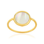 Bague or 750 jaune nacre blanche ronde.