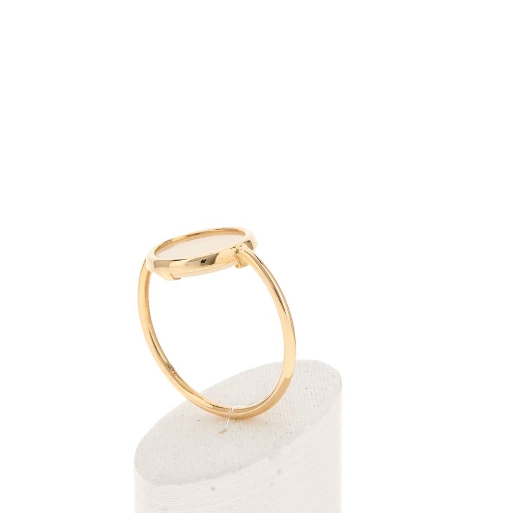 Bague or 750 jaune nacre blanche ronde. - vue 4