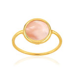 Bague or 750 jaune nacre rose ronde. - vue 1