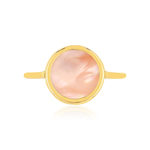 Bague or 750 jaune nacre rose ronde. - vue 3