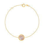 Bracelet or 750 jaune nacre rose ronde 18.5 cm - vue 1