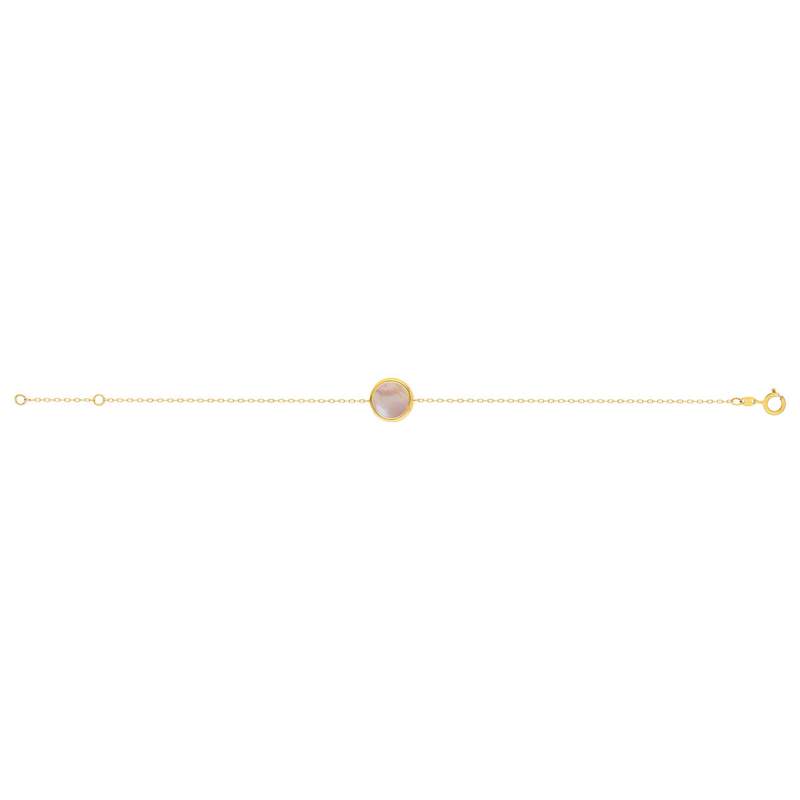 Bracelet or 750 jaune nacre rose ronde 18.5 cm - vue 2