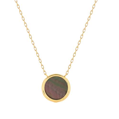 Collier or 750 jaune nacre grise ronde 45 cm