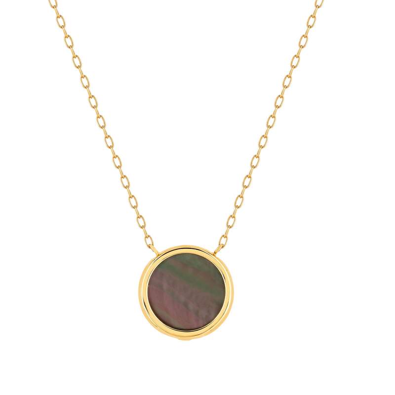Collier or 750 jaune nacre grise ronde 45 cm - vue 1