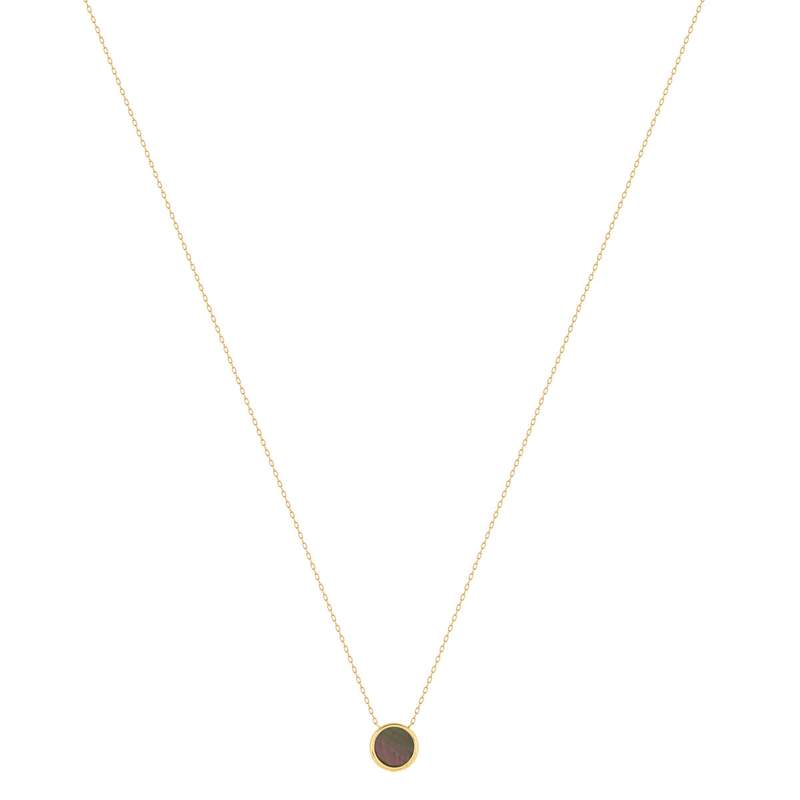 Collier or 750 jaune nacre grise ronde 45 cm - vue 2