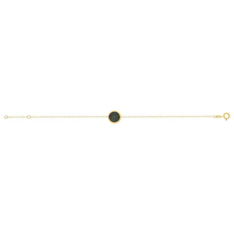 Bracelet or 750 jaune nacre grise ronde 18.5 cm - vue 2