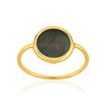 Bague or 750 jaune nacre grise ronde. - vue 1