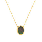 Collier or 750 jaune nacre grise ovale 45 cm - vue 1