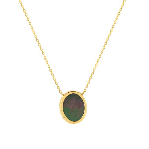 Collier or 750 jaune nacre grise ovale 45 cm