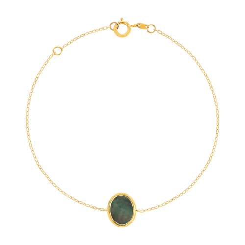 Gold 750 yellow oval mother-of-pearl bracelet 18.5 cm.
