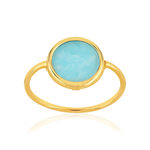 Bague or 750 jaune amazonite ronde. - vue 1