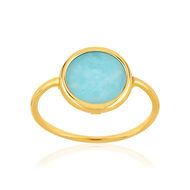 Bague or 750 jaune amazonite ronde.