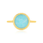 Bague or 750 jaune amazonite ronde. - vue 3