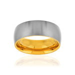 Bague acier gris intérieur doré jaune - vue 1