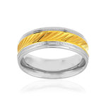 Bague acier bicolore jaune - vue 1